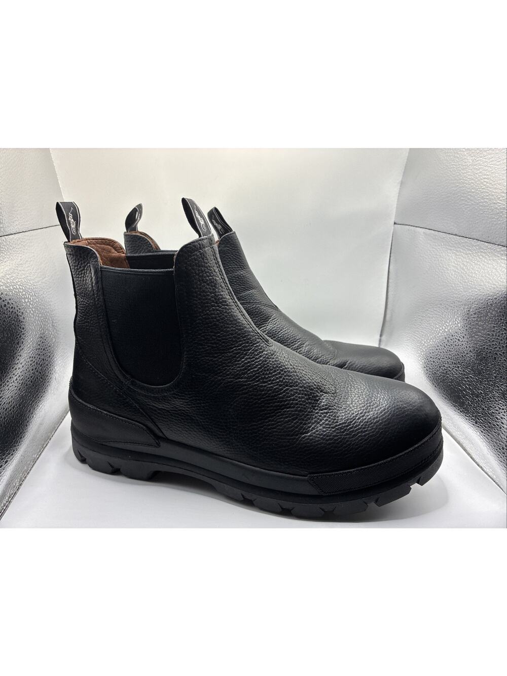 Polo Ralph Lauren Men's Oslo Chelsea Boots Black Leather Mens Size 13 NEW